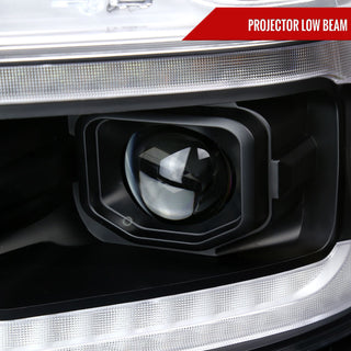 Spec D Projector Headlights Amber LED Sequential: Ram 1500 2019-2024 w/ Matte Black Housing