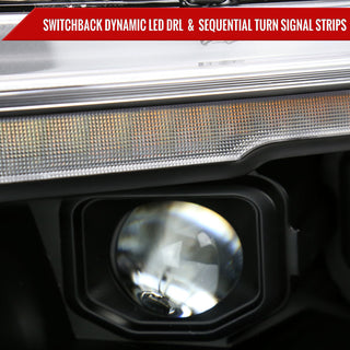 Spec D Projector Headlights Amber LED Sequential: Ram 1500 2019-2024 w/ Matte Black Housing