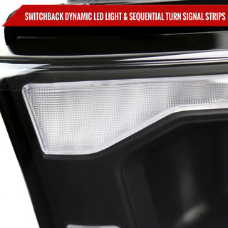 Spec D Projector Headlights w/ Amber LED Seq Turn Signal & Startup Animation: Fits Ram 2019-2024 Tradesman/Big Horn Halogen