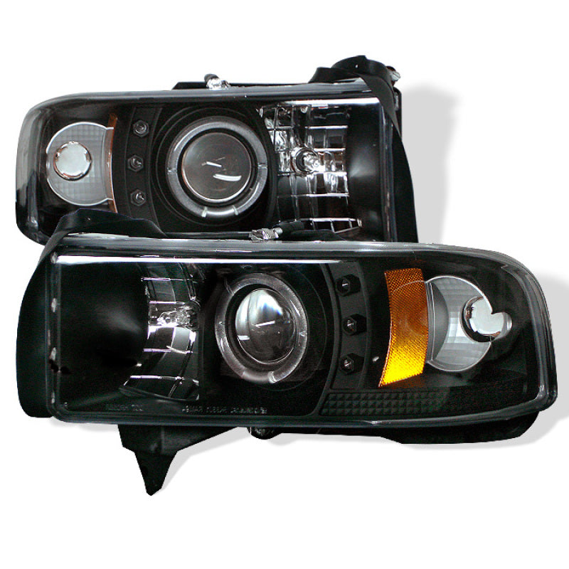 Spyder LED Halo Projector Headlights (Black): Dodge Ram 1994 - 2002