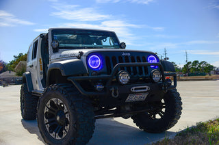 ORACLE Lighting Surface Mount LED Headlight Halo Kit Blue: Jeep Wrangler 2007-2017 3.6L/3.8L V6