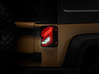 Raxiom Axial Series Trident LED Tail Lights: Fits Most Jeep Wrangler Models (2007-2018) - Black Housing/Clear Lens