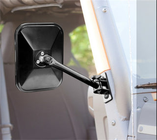 Rugged Ridge Black Rectangular Quick Release Mirror (LEFT): Jeep Wrangler 1997-2018 2.5L-3.6L