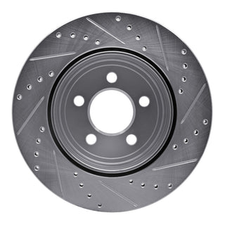 R1 Concepts Drilled & Slotted Brake Rotor (REAR LEFT): Fits Chrysler 300 / Dodge Challenger / Charger 2005-2024 w/ Silver