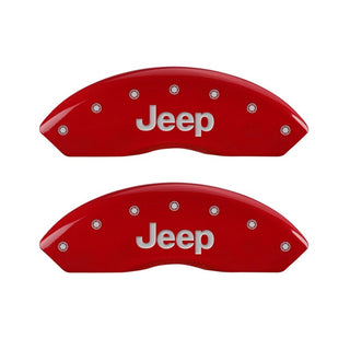 MGP Front set 2 Caliper Covers Engraved Front JEEP Red finish silver ch