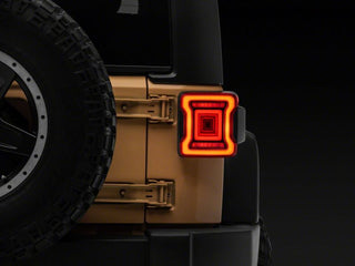 Raxiom Axial Series JL Style LED Tail Lights (REAR): Fits Most Jeep Wrangler Models (2007-2018) - Black Housing/Red Lens