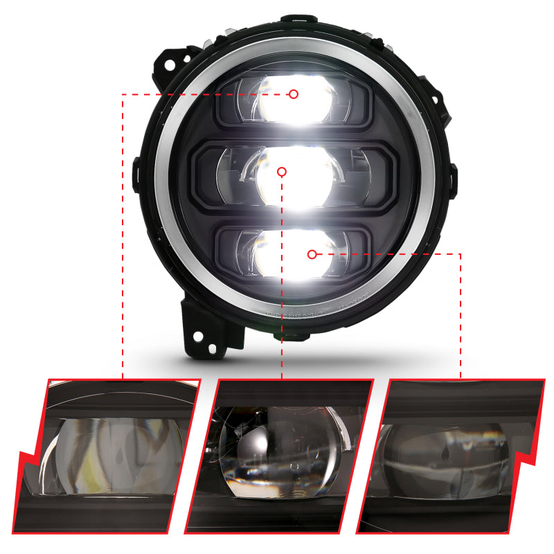 ANZO 2018-2019 Jeep Wrangler Full Led ProjectorH.L Black