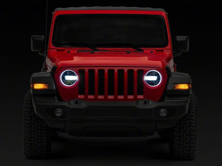 Raxiom Axial Series 9-In LED Headlights Black Housing (Clear Lens): Jeep Wrangler / Gladiator 2018-2025 3.6L / 6.4L 392