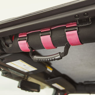 Rugged Ridge Ultimate Grab Handles Pink: Fits Jeep Wrangler/Gladiator 1991-2023