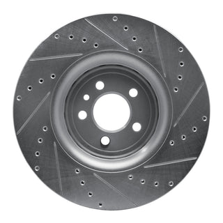 R1 Concepts Drilled & Slotted Brake Rotor (FRONT LEFT): Dodge Charger 2011-2023 5.7L Hemi - Silver