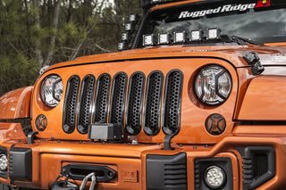 Rugged Ridge Perforated Grille Inserts: Jeep Wrangler JK 2007-2018 3.6L/3.8L V6