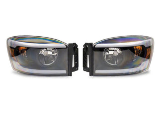 Raxiom 06-09 Dodge RAM 1500/2500/3500 Axial Headlights w/ SEQL LED Bar- Blk Housing (Clear Lens)
