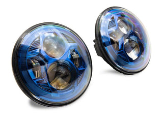Raxiom 7-Inch LED Headlights with Blue Housing and Clear Lens: Fits Most Jeep Wrangler Models (2007-2018)