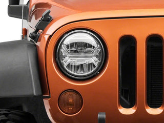 Raxiom 7-Inch Round LED Halo Projector Headlights Chrome Housing (CLEAR LENS): Fits Most Jeep Wrangler Models (2007-2018)