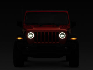 Raxiom Axial LED Headlights Black Housing: Jeep Wrangler JL 2018-2025 / Gladiator 2020-2025 6.4L 392 / 3.6L V6 / 3.0L EcoDiesel / 2.0L Turbo