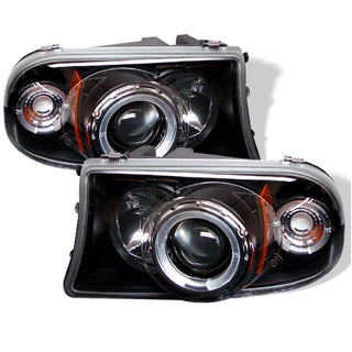 Spyder LED Halo Projector Headlights (Black): Dodge Dakota / Durango 1997 - 2004