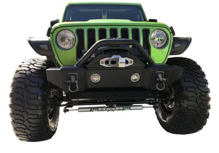 Rampage Recovery Bumper Stubby Front: Jeep Wrangler JK/JL 2007-2026 w/ 2in Tubing - Black