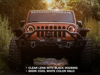 Raxiom Axial Halo Headlights w/ DRL Amber Signals Clear Lens: Jeep Wrangler TJ/JK 1997-2018 4.0L I6 / 3.8L V6