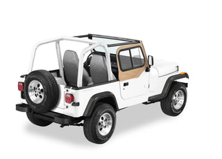 Bestop Upper Door Sliders Dark Tan Dual Sliding Window (F&R): Jeep Wrangler TJ 1997-2006 2.5L / 4.0L