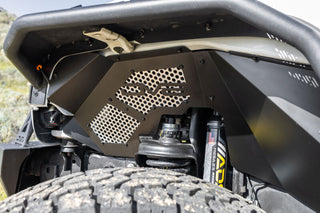DV8 Offroad Front Inner Fenders Aluminum (F&R): Jeep Wrangler JK 2007-2018 3.8L/3.6L V6/2.0L Turbo - Satin Black