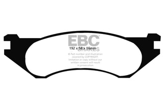 EBC Yellowstuff Front Brake Pads: Dodge B1500 (1998) / Ram 1500 (2000 - 2002) / Ram 1500 Van (1999 - 2002)