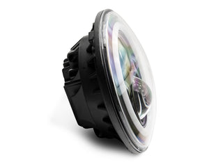 Raxiom Axial 7-Inch LED Headlights RGB Halo Black Hsng: Jeep Wrangler 1997-2018 4.0L I6 / 3.8L V6 / 3.6L V6 - Clear Lens
