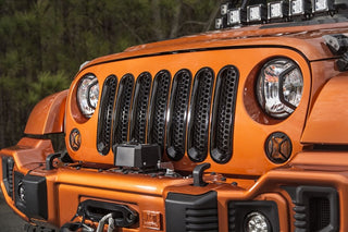 Rugged Ridge Perforated Grille Inserts: Jeep Wrangler JK 2007-2018 3.6L/3.8L V6