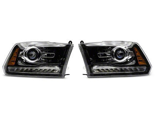 Raxiom LED Halo Headlights w/ Switchback Turn Signals (Clear Lens, Black Housing): Fits Most Hemi Models