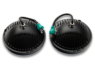 Raxiom Axial 7-In LED Headlights DRL Black Housing: Jeep Wrangler 1997-2018 4.0L I6 / 3.8L V6 / 3.6L V6 - Clear Lens