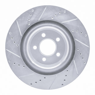 R1 Concepts Drilled & Slotted Brake Rotor (FRONT RIGHT): Fits Dodge Challenger / Charger / Chrysler 300 2005-2023 w/ Silver