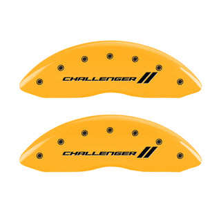 MGP 4 Caliper Covers Engraved Front & Rear With stripes/Challenger Yellow finish black ch
