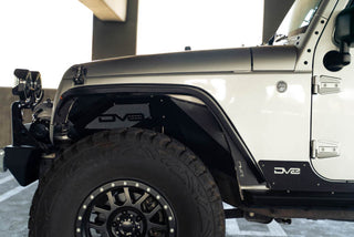 DV8 Offroad Slim Steel Fender Flares: Jeep Wrangler JK (07-18) / Grand Cherokee (05-10) - Black Powder Coat