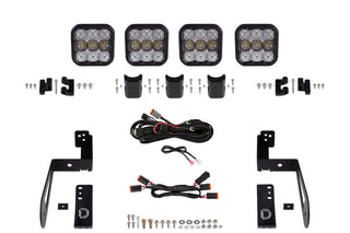 Diode Dynamics Jeep JK SS5 4-Pod CrossLink Grille Lightbar Kit Sport - White Combo