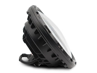 Raxiom Axial Spider LED Headlight Amber DRL Chrome Hsng: Jeep Wrangler 1997-2018 4.0L I6 / 3.8L V6 / 3.6L V6 - Clear Lens