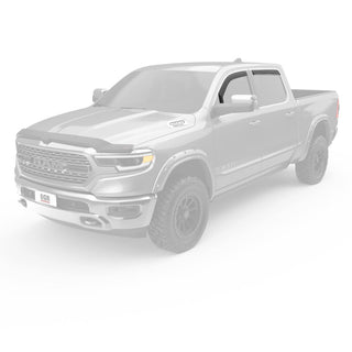 EGR Matte Black In-Channel Window Visors 4pc Set (FRONT AND REAR): Fits Most Ram 1500 Extended Cab Models (2019-2024)