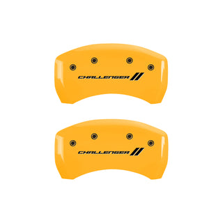 MGP 4 Caliper Covers Engraved Front & Rear With stripes/Challenger Yellow finish black ch