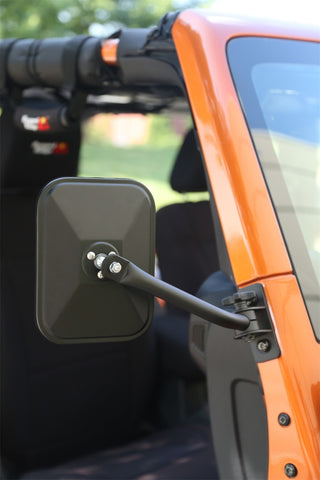 Rugged Ridge Textured Black Rectangular Quick Release Mirror Kit: Jeep Wrangler 1997-2018 2.5L-3.6L