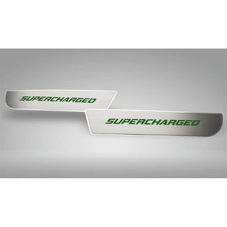American Car Craft Front Brushed "SUPERCHARGED" Door Badge 2pc: Dodge Charger 2011 - 2023
