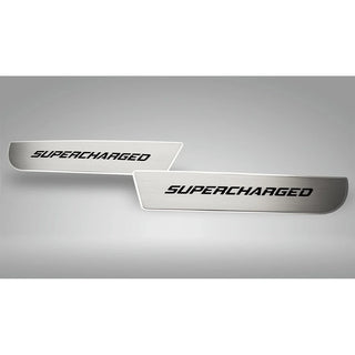American Car Craft Front Brushed "SUPERCHARGED" Door Badge 2pc: Dodge Charger 2011 - 2023