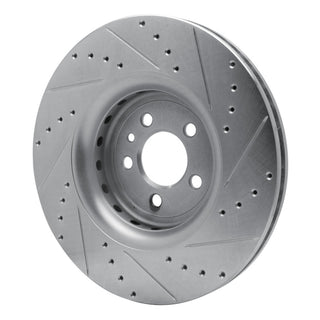 R1 Concepts Drilled & Slotted Brake Rotor (FRONT LEFT): Dodge Charger 2011-2023 5.7L Hemi - Silver