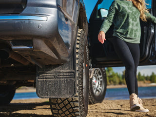 Husky Liners Black Rubber Front Mud Flaps: Fits Most Dodge / Jeep / Ram Models w/ Weight