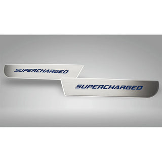 American Car Craft Front Brushed "SUPERCHARGED" Door Badge 2pc: Dodge Charger 2011 - 2023