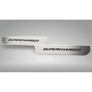American Car Craft Front Brushed "SUPERCHARGED" Door Badge 2pc: Dodge Charger 2011 - 2023
