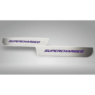 American Car Craft Front Brushed "SUPERCHARGED" Door Badge 2pc: Dodge Charger 2011 - 2023