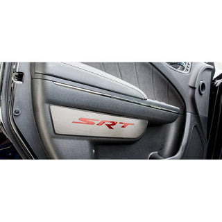 American Car Craft Front Brushed "SRT" Door Badge 2pc: Dodge Charger 2011 - 2023