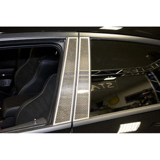 American Car Craft Carbon Fiber Door Pillar Plate with Brushed Trim: Dodge Charger 2011 - 2023