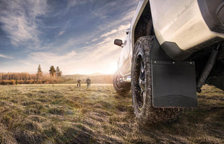 Husky Liners 12in Stainless Steel Top Kick Back Front Mud Flaps: Dodge Ram 1500 (2009-2010) / Ram 1500 (2011-2019) / Ram 1500 Classic (2019) / Ram 2500 (2009-2019) / Ram 3500 (2009-2019)