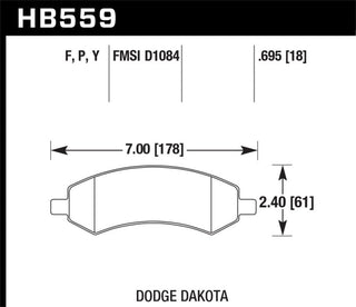 Hawk Performance Brake Pads (FRONT): Dodge Dakota (05-10) / Durango (07-09) / Ram 1500 (06-18) / Dakota (11)