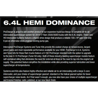 ProCharger Supercharger Kit: Ram 6.4L Hemi 2014 - 2018 (2500/3500)