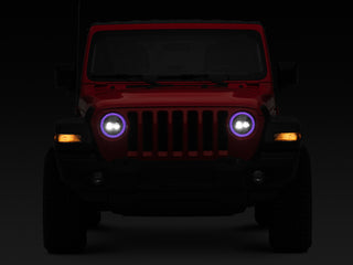 Raxiom Axial LED Headlights RGB Halo Black Housing: Jeep Wrangler JL 2018-2025 / Gladiator 2020-2025 6.4L 392 / 3.6L V6 / 3.0L EcoDiesel / 2.0L Turbo